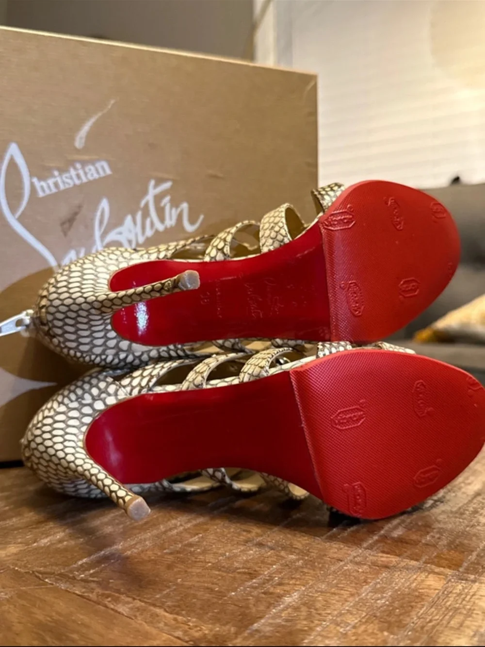 Christian Louboutin Denis 100 Cobra Strappy Cage Heels